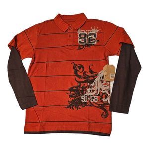 Route 66 Boys SZ XL 14/16 Long Sleeves Polo T-Shirt orange Graphic print